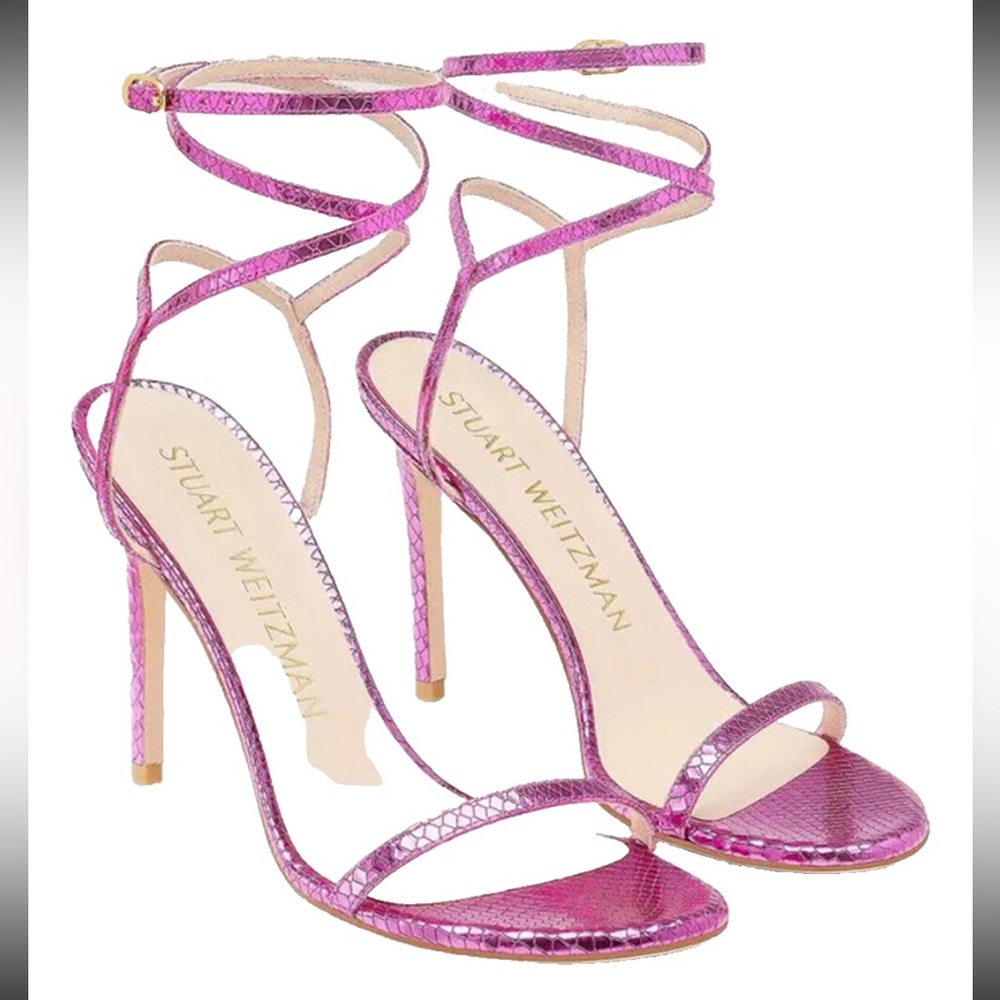 STUART WEITZMAN
Barelynude 100 Wrap Sandal NUDIST LEATHER PINK Size 8.5 NWB - Picture 5 of 14